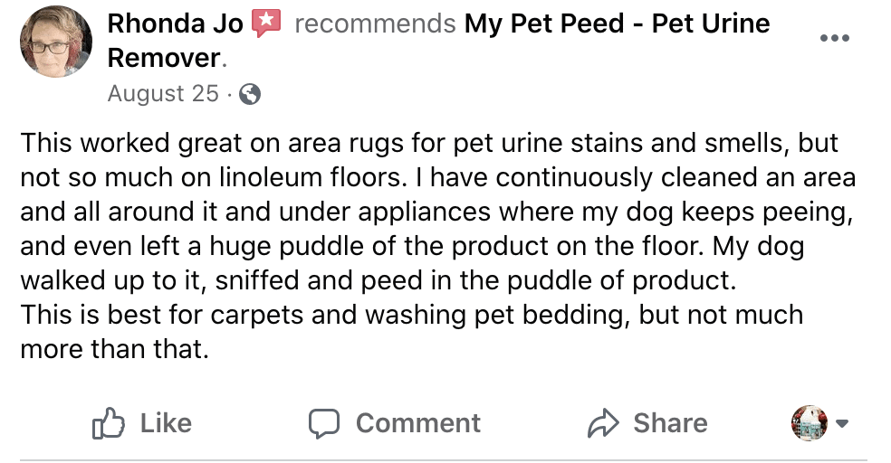 This worked great on area rugs My Pet Peed Pet Urine Remover